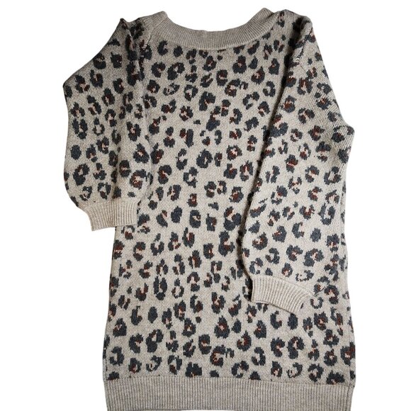 Steve Madden Leopard Print Sweater Dress Large - Picture 3 of 10